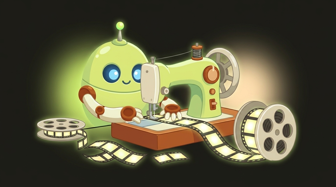 Clawbot, the videoclaw mascot, illustrating assemble