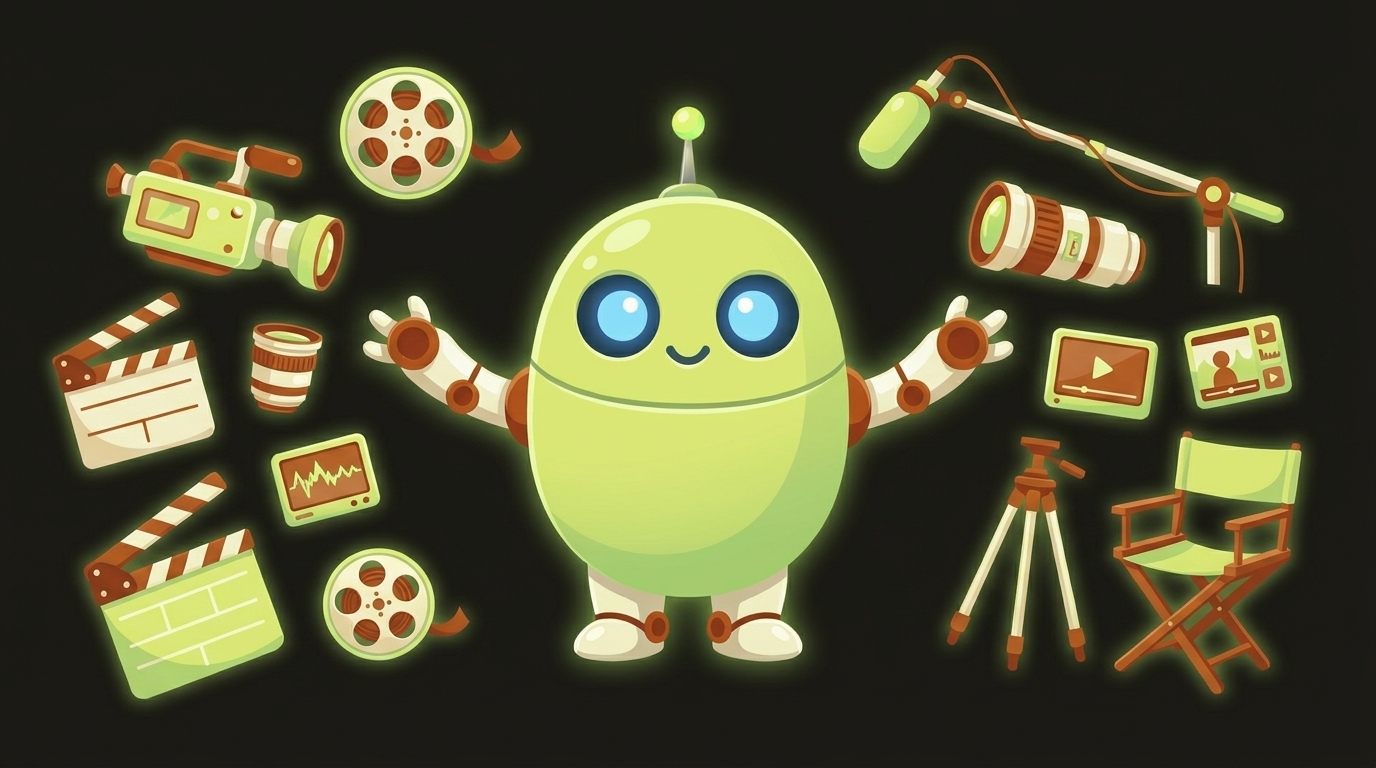 Clawbot, the videoclaw mascot, at work in the studio