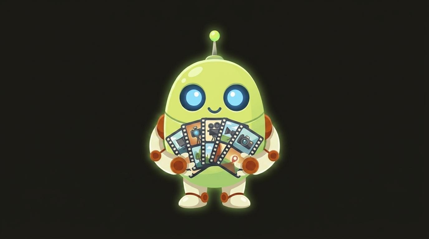 Clawbot, the videoclaw mascot, illustrating multi shot