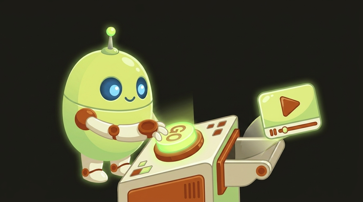 Clawbot, the videoclaw mascot, illustrating one shot create