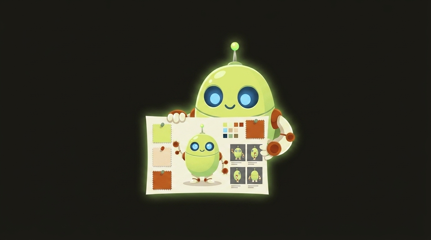 Clawbot, the videoclaw mascot, illustrating reference sheets