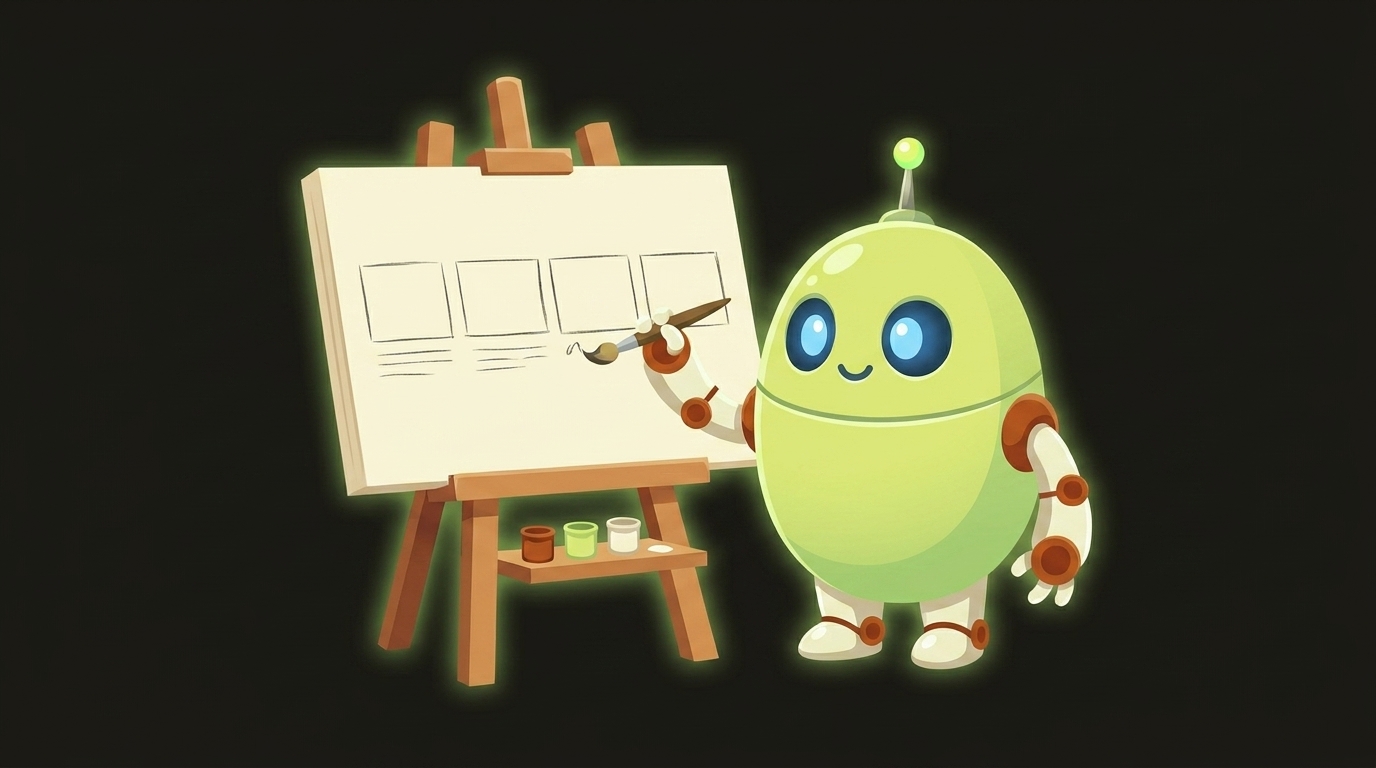 Clawbot, the videoclaw mascot, illustrating storyboard